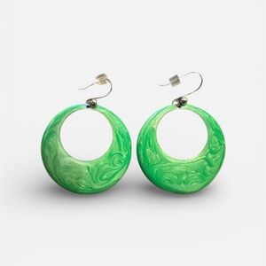 Retro Green Circle Earrings